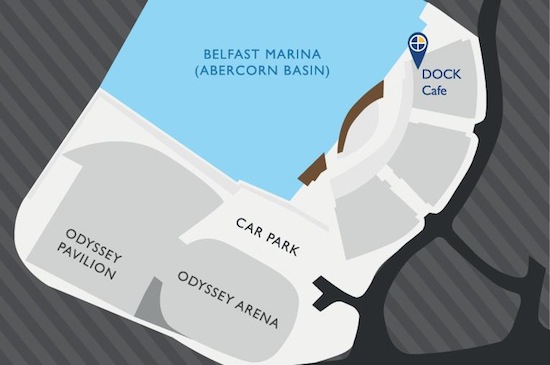 Map showing location of Fashion Footlights at the Dock, Abercorn Basin, Titanic Quarter, Belfast